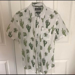 cactus cacti button front short sleeves blouse